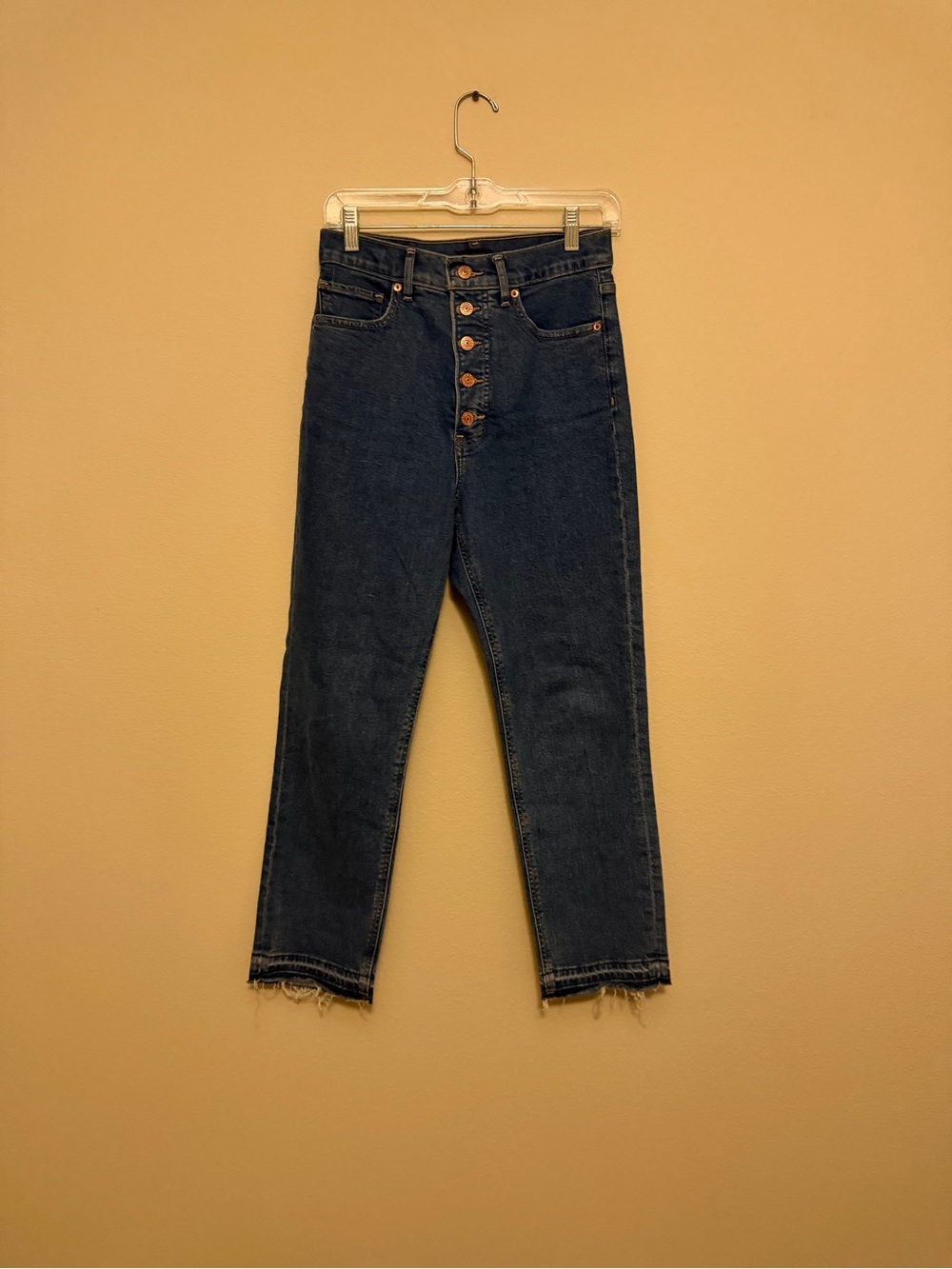 Express High-Rise Dark Blue Button-Fly Jeans